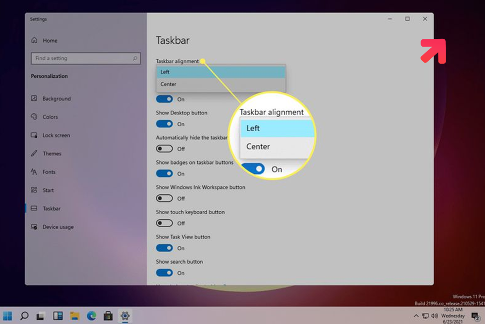 How to customize the taskbar after you download Windows 11