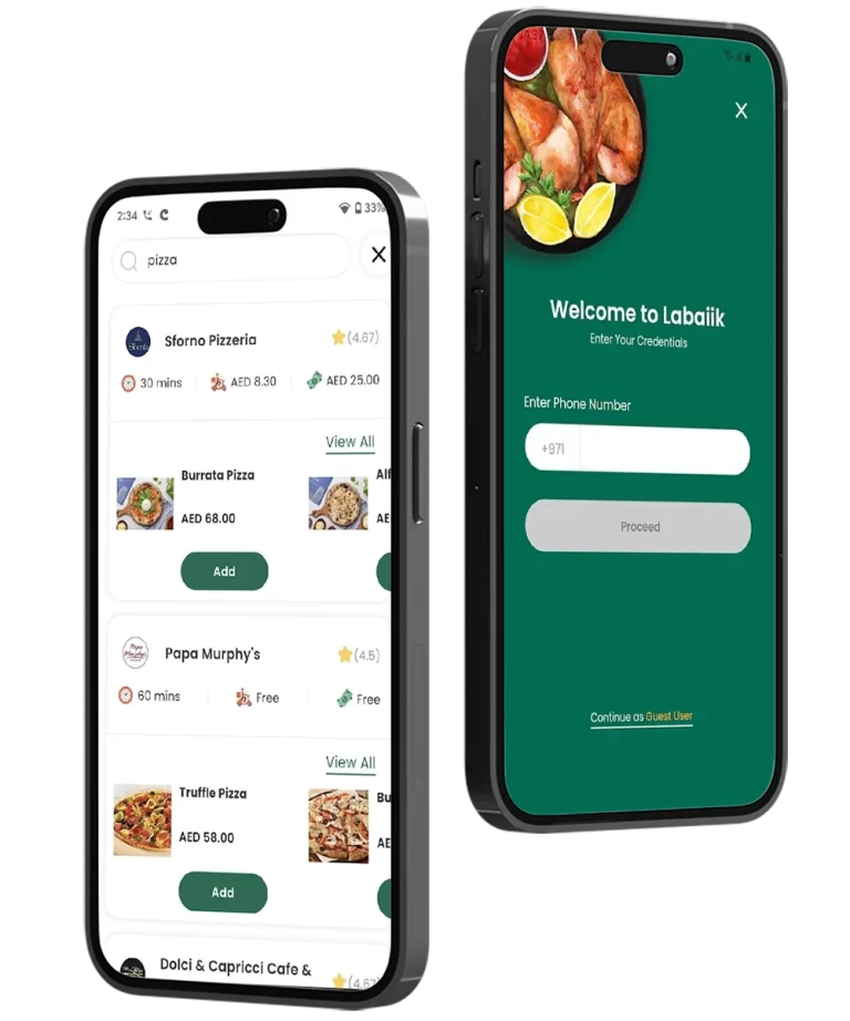Food app screens