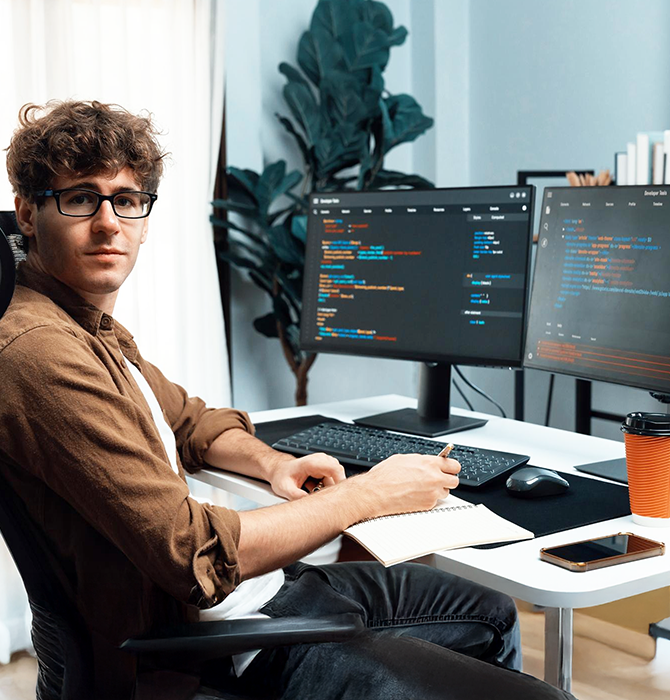 iPhone app developer working on project